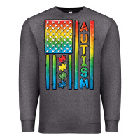 Charcoal Heather Autism American Flag Premium Sweatshirt - CowGirlArtShop