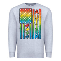 Heather Grey Autism American Flag Premium Sweatshirt - CowGirlArtShop
