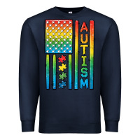 Navy Autism American Flag Premium Sweatshirt - CowGirlArtShop