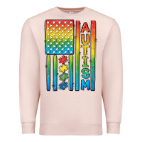 Pale Pink Autism American Flag Premium Sweatshirt - CowGirlArtShop