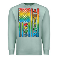 Seafoam Autism American Flag Premium Sweatshirt - CowGirlArtShop