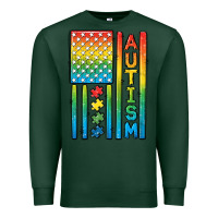 Sports Green Autism American Flag Premium Sweatshirt - CowGirlArtShop