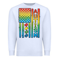 White Autism American Flag Premium Sweatshirt - CowGirlArtShop