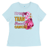 Baby Blue Stronger than breast cancer Ladies Tee - Artiststas