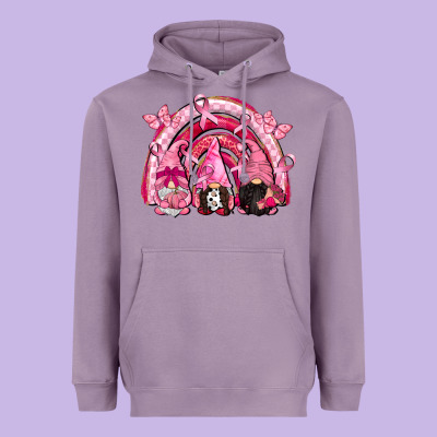 Gnomes Rainbow Breast Cancer Heavyweight Hoodie Designed By Cowgirlartshop