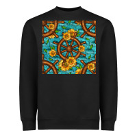 Black Lake Boat Rudder And Sunflowers Seamless Pattern Heavyweight Sweatshirt - BundleAndBundleShop