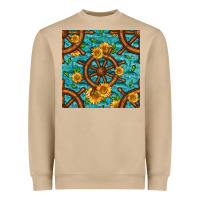 Mushroom Lake Boat Rudder And Sunflowers Seamless Pattern Heavyweight Sweatshirt - BundleAndBundleShop
