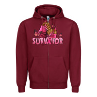 Burgundy Breast Cancer survivor afro nails Zipper Hoodie - NancyCooperArtShop