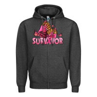 Charcoal Heather Breast Cancer survivor afro nails Zipper Hoodie - NancyCooperArtShop