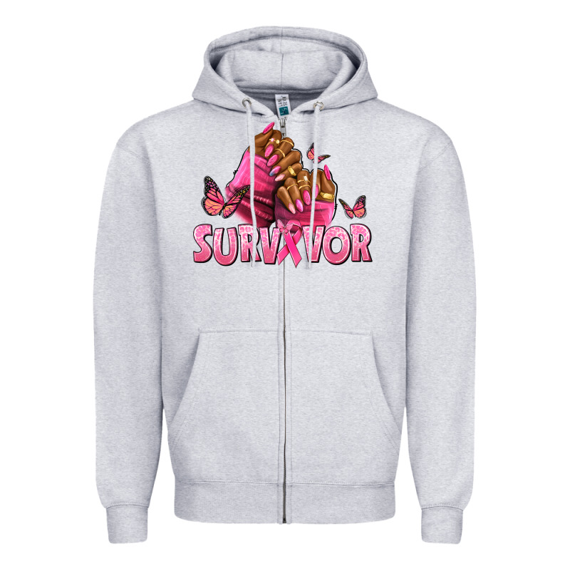 Breast Cancer Survivor Afro Nails Zipper Hoodie by NancyCooperArtShop | Teevron