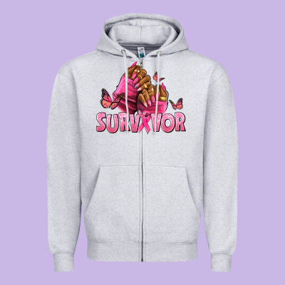 Breast Cancer Survivor Afro Nails Zipper Hoodie Designed By Nancycooperartshop