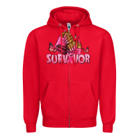 Red Breast Cancer survivor afro nails Zipper Hoodie - NancyCooperArtShop