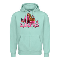 Seafoam Breast Cancer survivor afro nails Zipper Hoodie - NancyCooperArtShop