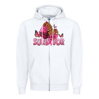 White Breast Cancer survivor afro nails Zipper Hoodie - NancyCooperArtShop