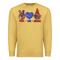 Antique Gold Peace love America with gnome 4th of july Premium Sweatshirt - HowdyJamesFarm