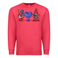 Cardinal Peace love America with gnome 4th of july Premium Sweatshirt - HowdyJamesFarm