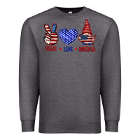 Charcoal Heather Peace love America with gnome 4th of july Premium Sweatshirt - HowdyJamesFarm