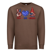 Chestnut Peace love America with gnome 4th of july Premium Sweatshirt - HowdyJamesFarm