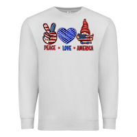 Dove Grey Peace love America with gnome 4th of july Premium Sweatshirt - HowdyJamesFarm