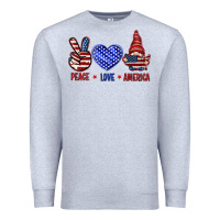 Heather Grey Peace love America with gnome 4th of july Premium Sweatshirt - HowdyJamesFarm
