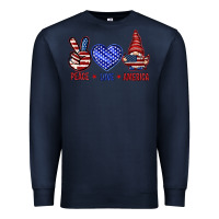 Navy Peace love America with gnome 4th of july Premium Sweatshirt - HowdyJamesFarm