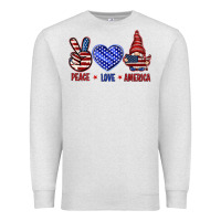 Oatmeal Heather Peace love America with gnome 4th of july Premium Sweatshirt - HowdyJamesFarm
