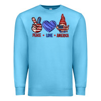 Ocean Blue Peace love America with gnome 4th of july Premium Sweatshirt - HowdyJamesFarm