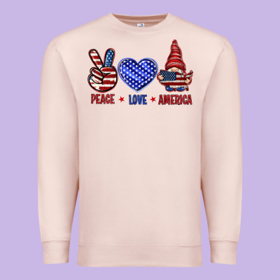 Peace Love America With Gnome 4th Of July Premium Sweatshirt Designed By Howdyjamesfarm