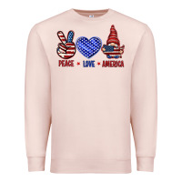 Pale Pink Peace love America with gnome 4th of july Premium Sweatshirt - HowdyJamesFarm