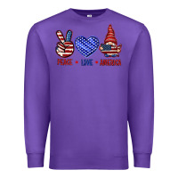 Purple Peace love America with gnome 4th of july Premium Sweatshirt - HowdyJamesFarm