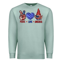 Seafoam Peace love America with gnome 4th of july Premium Sweatshirt - HowdyJamesFarm