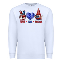 White Peace love America with gnome 4th of july Premium Sweatshirt - HowdyJamesFarm