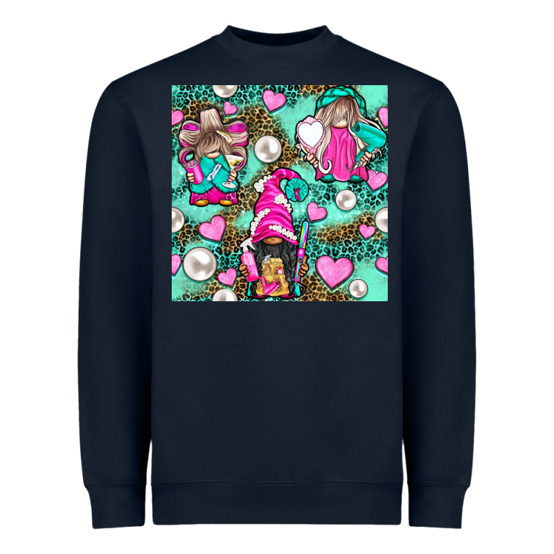 Hairdresser Gnomes With Hearts And Pearls With Leopard Heavyweight Sweatshirt by BundleAndBundleShop | Teevron