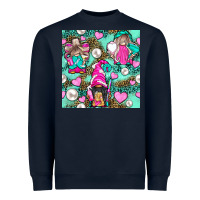Navy Hairdresser Gnomes With Hearts And Pearls With Leopard Heavyweight Sweatshirt - BundleAndBundleShop
