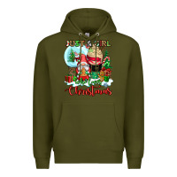 Army Green just a girl who loves christmas Premium Hoodie - CowGirlArtShop