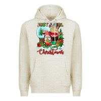 Oatmeal Heather just a girl who loves christmas Premium Hoodie - CowGirlArtShop