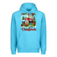 Ocean Blue just a girl who loves christmas Premium Hoodie - CowGirlArtShop