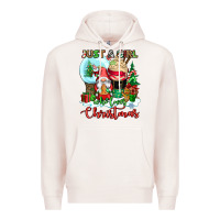 Pale Pink just a girl who loves christmas Premium Hoodie - CowGirlArtShop