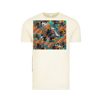 Vintage Arctic Thanksgiving Turkey sunflower turquoise Vintage Tee - NancyCooperArtShop