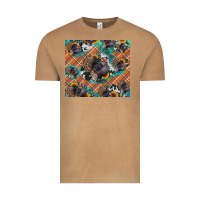 Vintage Camel Thanksgiving Turkey sunflower turquoise Vintage Tee - NancyCooperArtShop