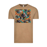 Vintage Coffee Thanksgiving Turkey sunflower turquoise Vintage Tee - NancyCooperArtShop