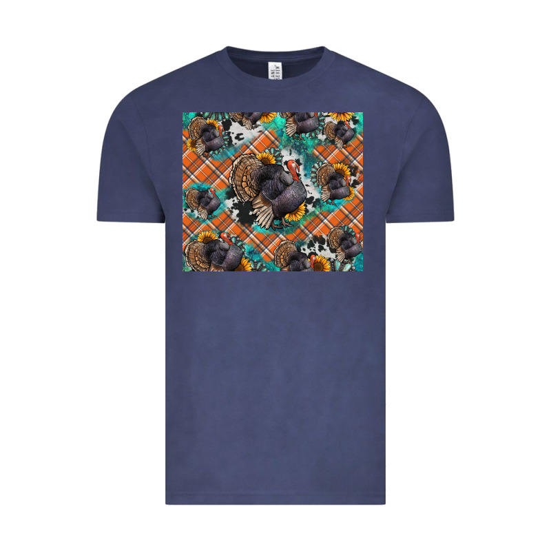 Thanksgiving Turkey Sunflower Turquoise Vintage Tee by NancyCooperArtShop | Teevron