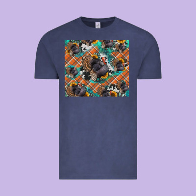 Thanksgiving Turkey Sunflower Turquoise Vintage Tee Designed By Nancycooperartshop