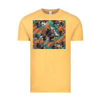 Vintage Mustard Thanksgiving Turkey sunflower turquoise Vintage Tee - NancyCooperArtShop