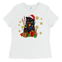 White black cat meowy christmas Ladies Tee - AdoDesignShop