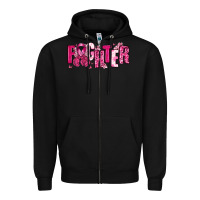 Black Fighter Breast Cancer Zipper Hoodie - NancyCooperArtShop