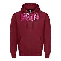 Burgundy Fighter Breast Cancer Zipper Hoodie - NancyCooperArtShop