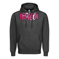 Charcoal Heather Fighter Breast Cancer Zipper Hoodie - NancyCooperArtShop