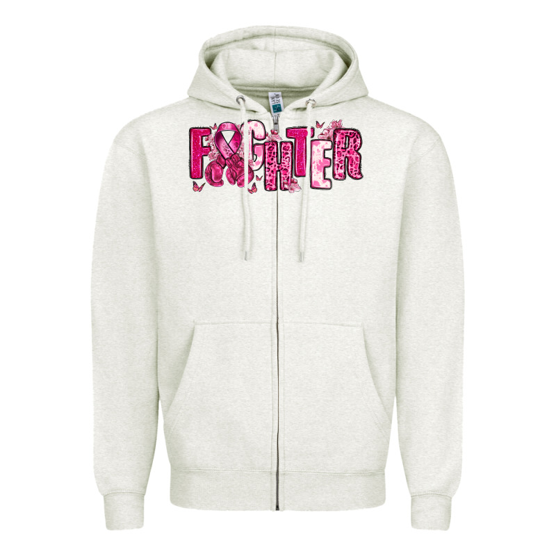 Fighter Breast Cancer Zipper Hoodie by NancyCooperArtShop | Teevron