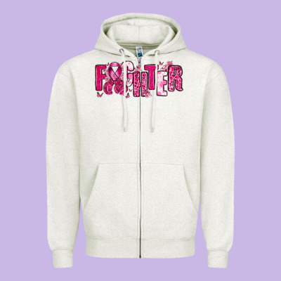 Fighter Breast Cancer Zipper Hoodie Designed By Nancycooperartshop